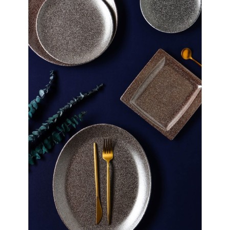 Porcelain plate flat lunar, d = 16.5 cm, gray color-4
