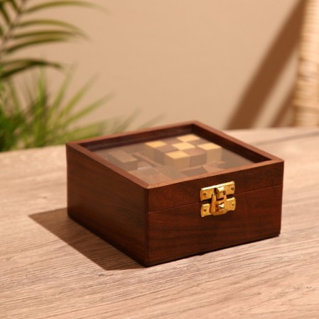 Puzzles in the box (set 4 pcs) 12x13x6 cm, wooden wood