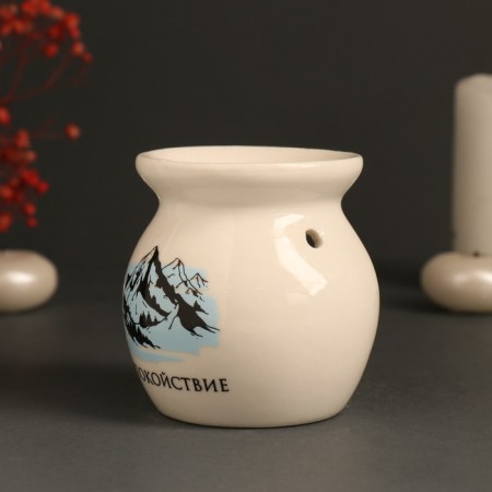 Aroma lamp ceramics "Calm. Mountains" White 7.2x7.2x7.8 cm-4