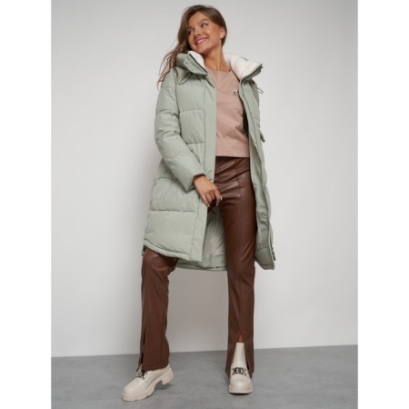 Coat insulated winter female, size 44, color light green-18