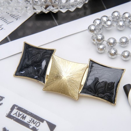 Hair hair clip "Geometry" three squares, 7.5 cm, dark enamel