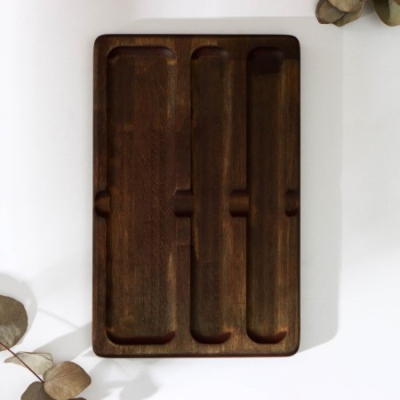 ADELICA tablespoon stand, 3 sections, 24 × 15 × 1.8 cm, painted in dark color, birch-3