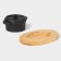 Cast iron pan on the Volcano stand, 13 × 10 × 7.5 cm, black color