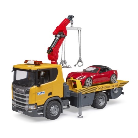 Эвакуатор Bruder Scania, со спортивным автомобилем-4