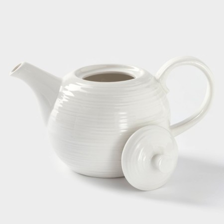 Porcelain teapot with heating on the bamboo stand Bellatenero “Strips”, 850 ml, white color-3