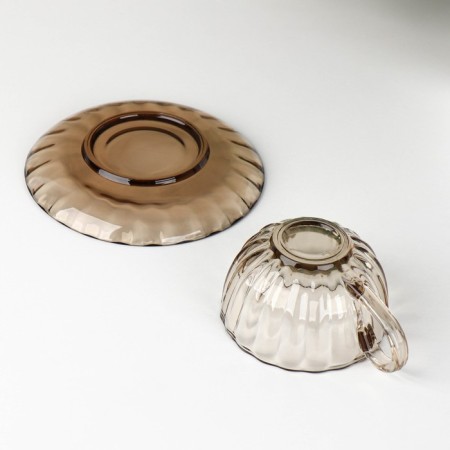 Tea steam glass "Smoke", 2 items: a cup 200 ml, a saucer-2