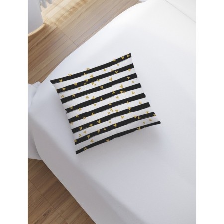 Decorative pillowcase "strips with hearts", on a zipper, size 45x45 cm-1