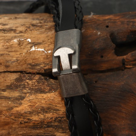 Bracelet male "style" skull, black color with silver, 20 cm-1