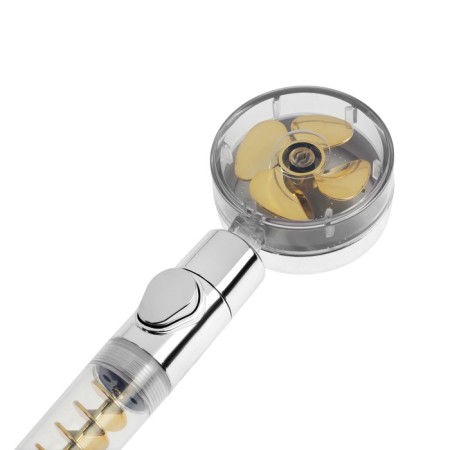 Shower watering can Zein Z4069, microtches, button "stop", fan, spiral, yellow/chrome-3