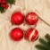Set of balls plastic D-8 cm, 4 pcs "Agnet" strip pattern, red-gold