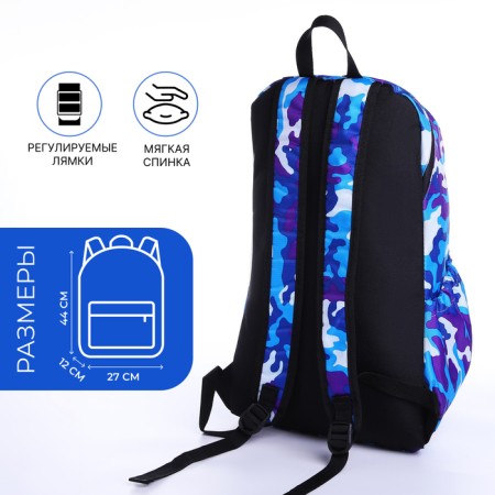 Waterproof backpack with lightning, 3 pockets, blue color-1
