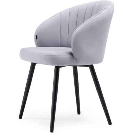 Stool on a metal frame Banbu metal/velor, black/gray 54x50x76 cm-4