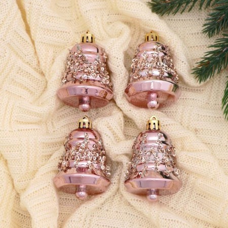 Set of jewelry plastic 4 pcs "Holiday time" 5 cm, pink