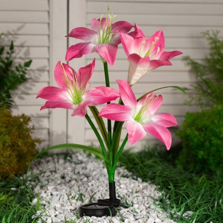 Garden lamp on the sunny battery "Lily Pink", 80 cm, 4 LED, glow of multi (RGB)-2
