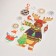 Plastic sticker "Elk with a Christmas tree, a snowman and a bird" 17x27 cm