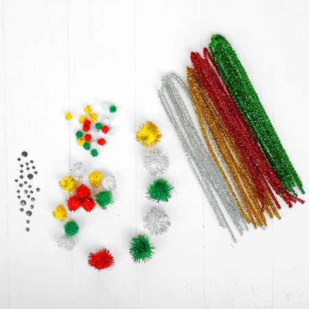 Set for creativity from wire with pile, pompons, eyes No. 14, color mix-1