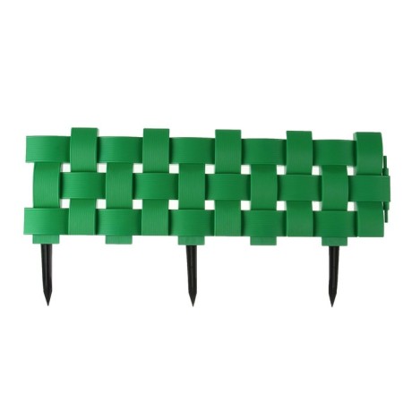 Decorative fence, 19.5 × 240 cm, 4 sections, plastic, green-7