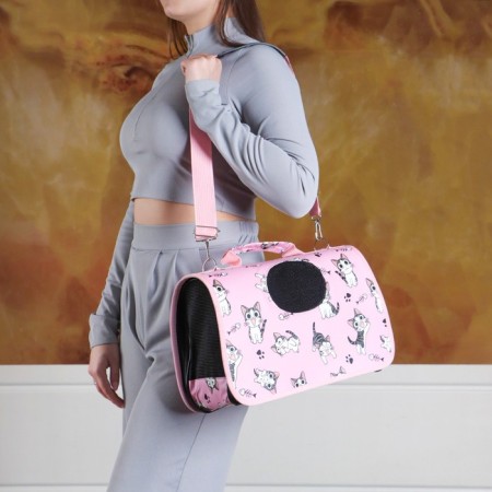 Bag - Animal Carrying "Playing Catcams", Pink, Size S, 37.5 x 17 x 22 cm-5