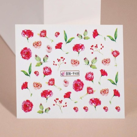 Slider - Nail Design "Pink Waltz", packing 6 pcs, pink/green color