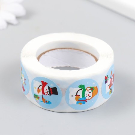 Stick Paper "Festive snowmen" d = 2.5 cm 500 pcs in a roll 3x6.5x6.5 cm-2