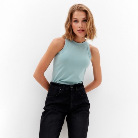 T-shirt female Minaku: Basic Line Color Green Aqua, Rr. 46-2