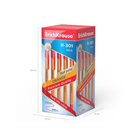 Ballic handle Erichkrause R-301 Orange Stick, node 0.7 mm, ink red, letter line 2000 meters, barcode on the handle-7