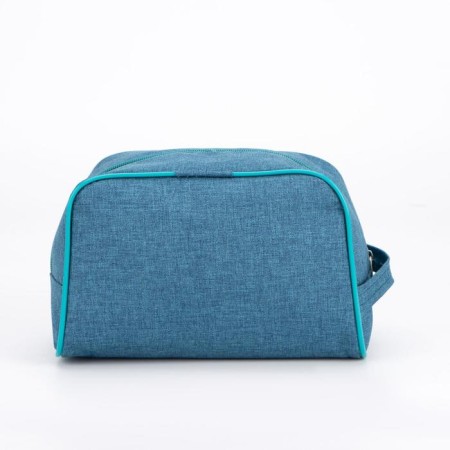 Cosmetic bag with zipper, turquoise color-1
