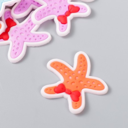 Decor for creativity rubber "Sea star with a bow" set 16 pcs MIX 3.5x3.5 cm-2