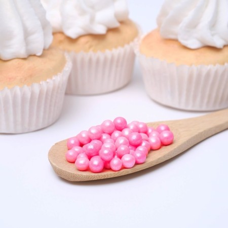 Confectionery sprinkling with a soft center "Pearls", pink, 6-8 mm, 50 g-1