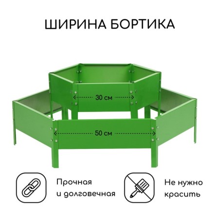 The flowerbed is galvanized, 2 tiers, d = 60–80 cm, h = 30 cm, bright green, Greengo-1