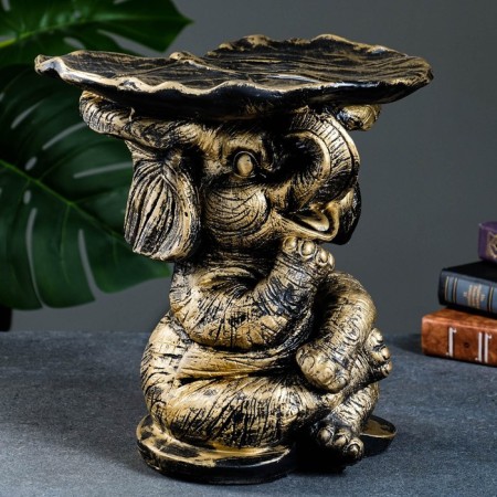 Figure - stand "Elephant with a sheet" of bronze/gold, 30x30x30cm