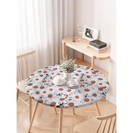 Tables on the table "chamomile land", round, oxford, elastic band, size 120x120 cm, diameter 75-100 cm-2