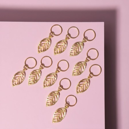 Hair piercing "Leaflets", 3.9 × 1.4 cm, 10 pcs, Golden color-1