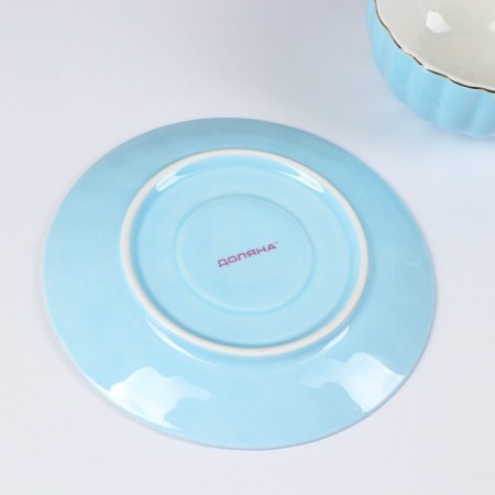 Service Porcelain Tea Dauline "Vivien", 12 objects: 6 cups 200 ml, 6 saucer d = 15 cm, blue color-2