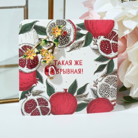 Brooch "Pomegranate" Blooming, color in gold-1