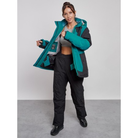 Ski costume female winter, size 54, dark green color-8