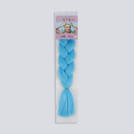 Zumba Kanecalon is monophonic, corrugated, 60 cm, 100 g, bright blue color (#ay31)-8