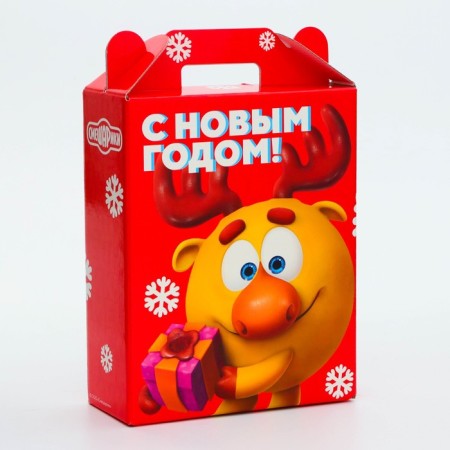New Year. Gift box New Year's gift "Smeshariki" License 16.8 x 6.8 x 20, 9 cm (+3.9 cm).-1