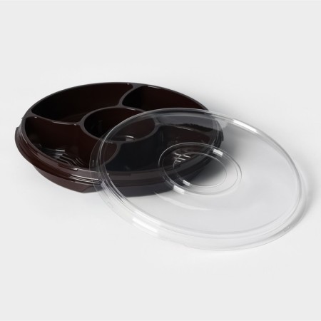 Menzhitsa is disposable plastic, d = 26 × 4.2 cm, 5 sections, bottom, round, 110 pcs/pc, brown color-10