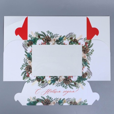 The folding box is 6 cupcakes with the Vetochka window, 25 x 17 x 10 cm, New Year-4