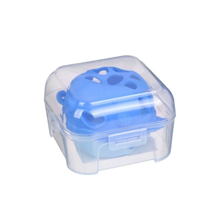 Silicone teether for teeth with a rattle "Fish", in the case, blue color, crumb I-9