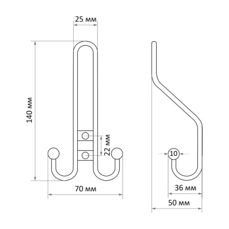 Furniture tundra hook TKT002, three -rod, chrome, 4 pcs TMP-6