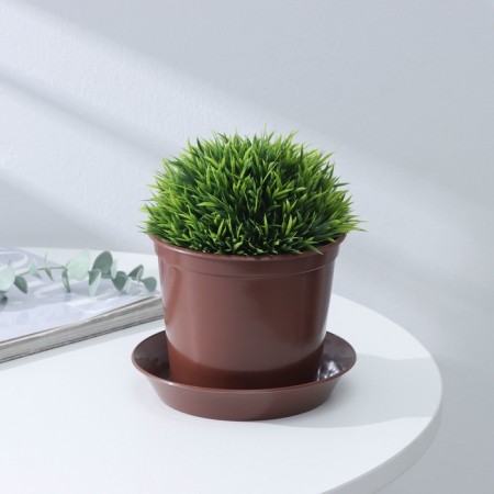 Flower pot with a pallet, 800 ml, brown color, chick shade-5