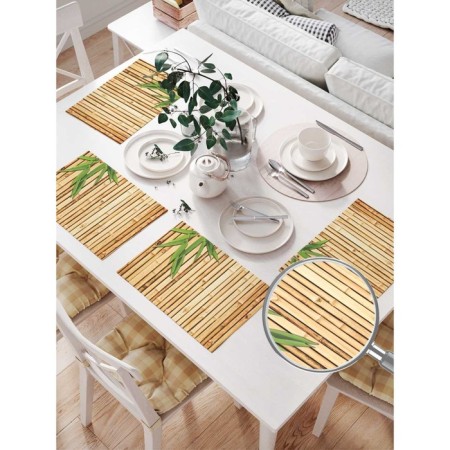 Set of napkins for setting the table "Bamboo leaves", rectangular, size 32x46 cm, 4 pcs-1