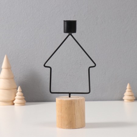 Climber metal, wood on 1 candle "House" d = 2 cm 9x5x17.5 cm