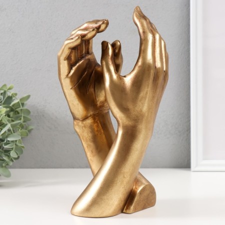Souvenir Polystone "Two Hands - Touch" Gold 13.2x1.6x26.5 cm