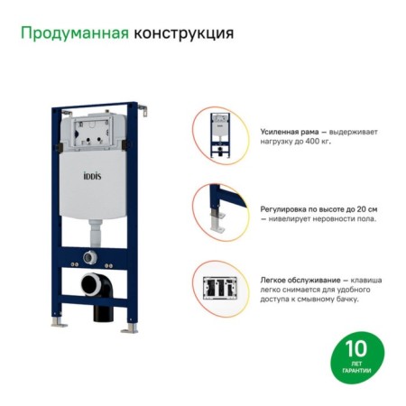 Set 2 B1: Installation and washing key white IDDIS Optima Home, 200x497x1340 mm-3