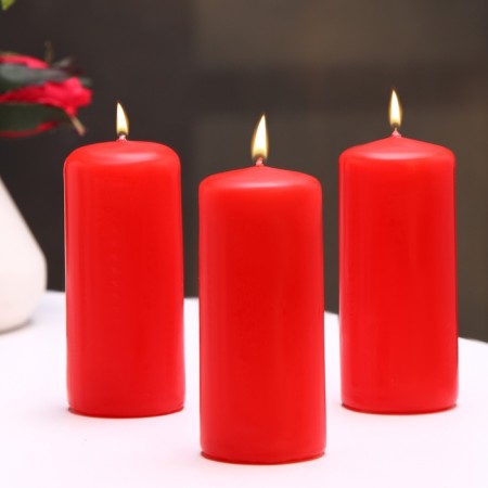 Candle cylinder, 4x9 cm, set 3 pcs, 11 hours, red-4