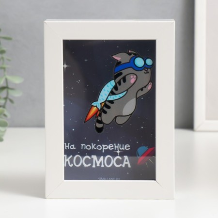 Interior plastic piggy bank "A cat with a backpack rocket - to conquer the space" 17x12x3.8 cm