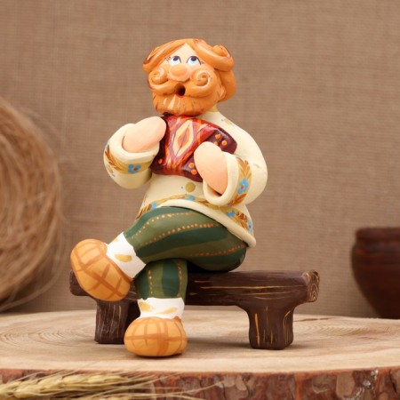 Kovrov toy "Bench Grandfather with an accordion", ceramics-1